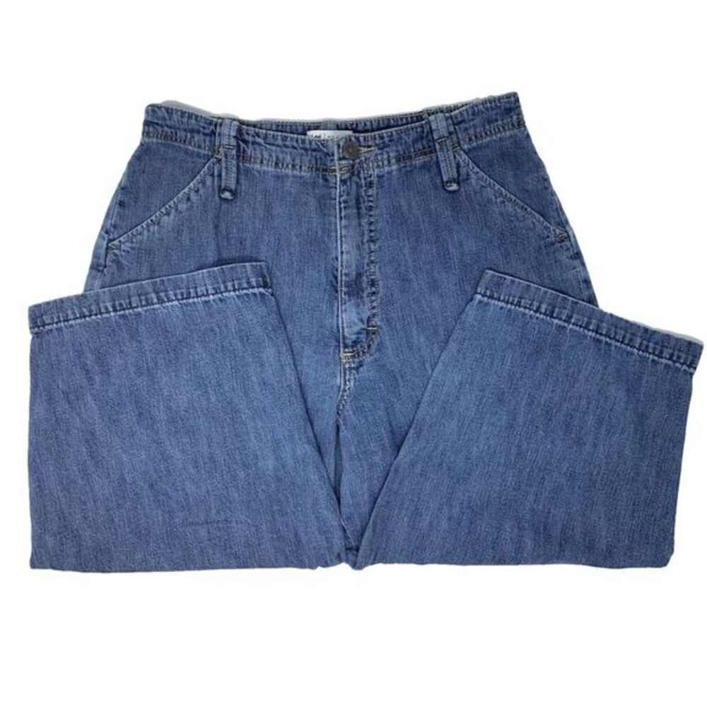 LEE Blue Cotton Denim Stretch Waist Clam Diggers Women's Pants Size 12‎ Petite
